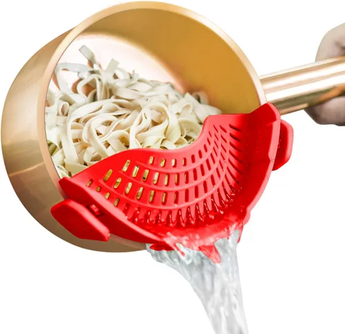 Miniatura 22 de AUOON - Colador grande con clip para todas las ollas y sartenes, colador de silicona de gran tamaño, diseño familiar, colador de pasta, colador