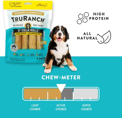 Miniatura 5 de TRURANCH Rollos de colágeno – Rollos de colágeno de 6 pulgadas para perros – Apoyo saludable para las articulaciones de larga duración – Alternativa