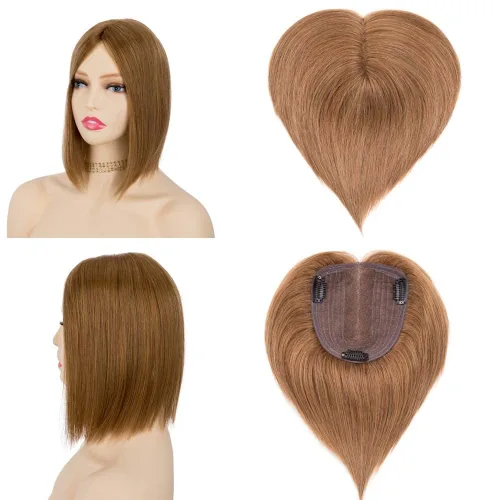 Miniatura 10 de originea Toppers de cabello humano 100% Remy con flequillo para mujer, base de seda, con clip, extensiones para adelgazar el cabello/cubierta