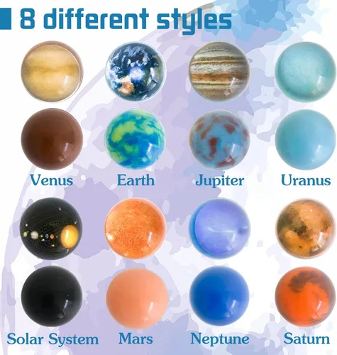 Miniatura 3 de Panxxsen 24 bolas rebotantes, bolas de rebote de planetas, bolas de goma de sistema solar de rebote alto para niños, recuerdos de fiesta y rellenos