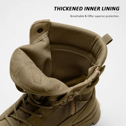 Miniatura 5 de Coostar Botas tácticas para hombre, ligeras, botas de combate militar, botas de trabajo con cremallera lateral, botas de motocicleta