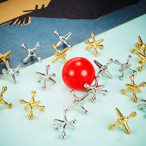 Miniatura 6 de Gejoy Juego de 2 gatos de metal con bola, 2 bolas de goma rojas y 20 piezas de juguetes clásicos retro vintage para niños y adultos para fiesta