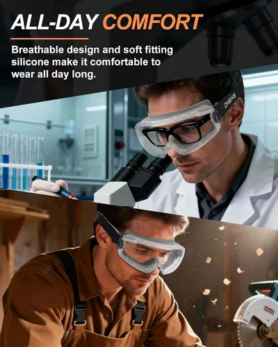Miniatura 6 de Gafas de seguridad antivaho – Protección ocular certificada ANSI Z87.1 para trabajos de laboratorio de química – 2