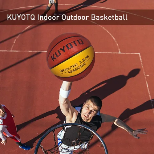 Miniatura 9 de KUYOTQ 3LBS/3.3LBS/2.2LBS Weighted Heavy Training Basketball 29.5/28.5" in and Outdoor Improving Handling Dribbling Passing Rebounding Skill marrón