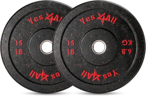 Miniatura 15 de Yes4All Placa de parachoques de 2 pulgadas, placa olímpica de goma con cubo de acero para levantamiento de pesas, entrenamiento de fuerza