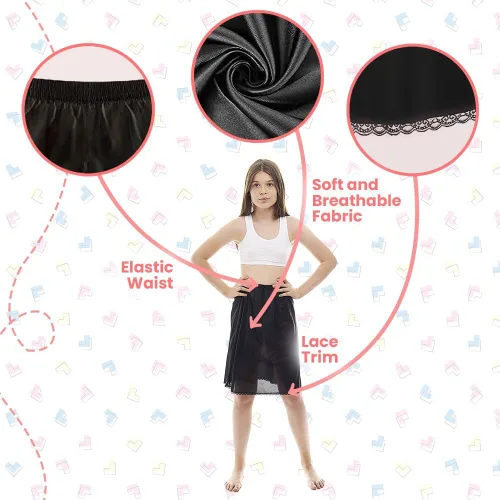 Miniatura 4 de Rosette Niñas Medio Slip - Sin Aferramiento - Material de Nylon - Negro