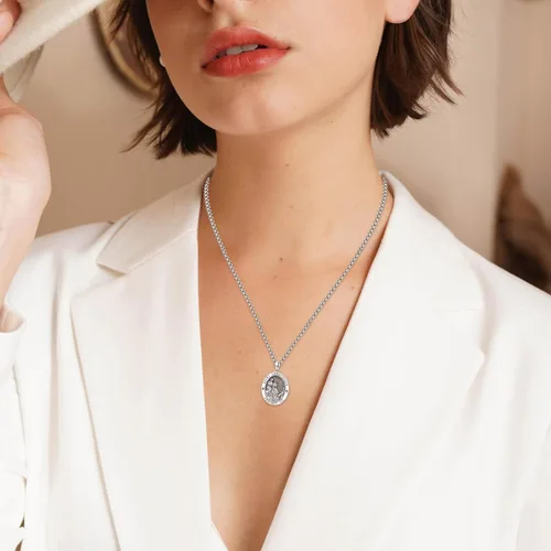 Miniatura 159 de Collar con colgante de plata de ley 925 con medalla de San Patrón, joyería religiosa para hombres y mujeres, con cadena de acero inoxidable 316L