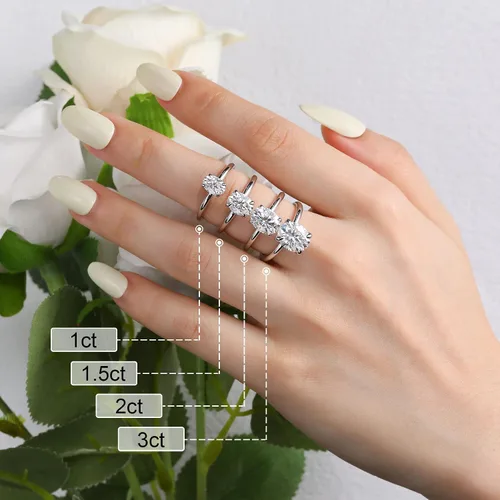 Miniatura 3 de Ladylike 11.523CT Oval Cut Moissanite Engagement Ring for Women 925 Sterling Silver Solitaire Rings with Hidden Halo D Color VVS1 Promise Wedding
