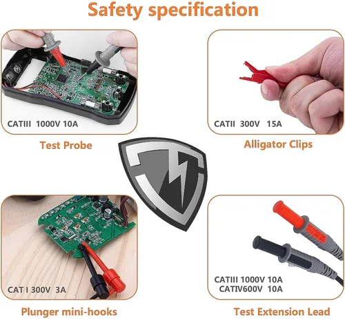 Miniatura 5 de KAIWEETS Pelacables autoajustable con kit de cables de prueba de electricista de silicona suave