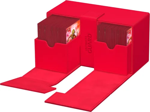 Miniatura 7 de Ultimate Guard Twin Flip'n'Tray 200+, estuche para mazo para 200 tarjetas TCG de doble manga + bandeja de dados, color rojo, cierre magnético