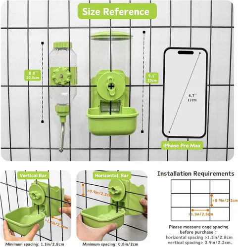 Miniatura 4 de Dispensador automático de comida y agua para mascotas, conjunto de alimentador automático por gravedad con botella de agua para jaula, estación