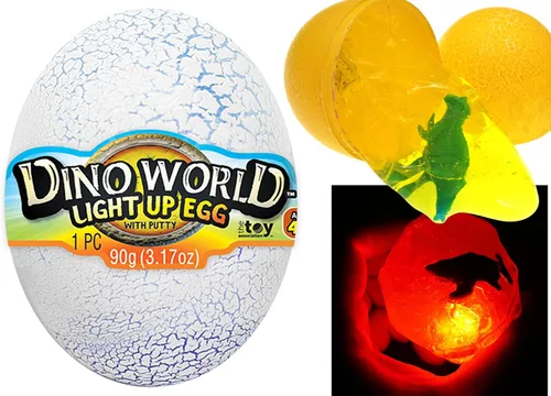 Miniatura 2 de JA-RU Slime - Huevos de dinosaurio con luces, 4 huevos surtidos, incluye dinosaurio sorpresa, limo de neón, luces intermitentes, juguetes de Pascua