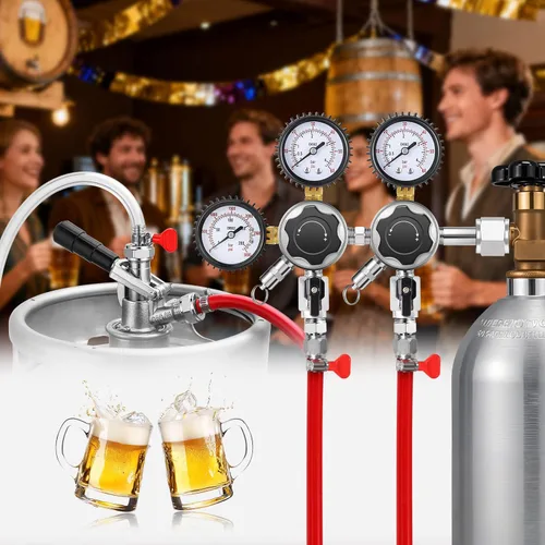 Miniatura 9 de MRbrew Regulador de CO2 de barril de doble salida, regulador de barril CGA-320, regulador de cerveza de barril, montaje de extremo roscado