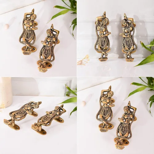 Miniatura 4 de LoveNspire Tiradores decorativos antiguos de puerta de dama bailarina de 6.8 pulgadas, par de 2 pomos únicos de latón para cajón, estante, armario
