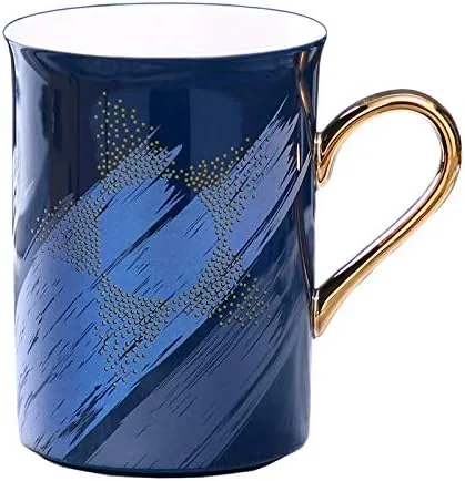 Miniatura 5 de Taza de café de cerámica. Diseño novedoso y moderno con mango dorado y taza de colores brillantes. Taza de té para vajilla de cocina y desayuno Negro