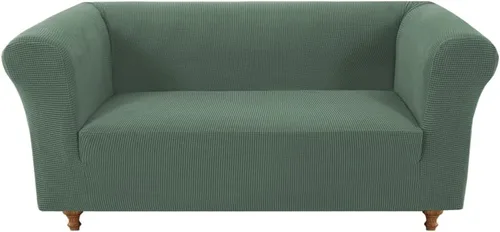 Miniatura 26 de Funda elástica Chesterfield para sofá, funda de tela jacquard para sofá biplaza de 2 cojines, protector de muebles antideslizante resistente a