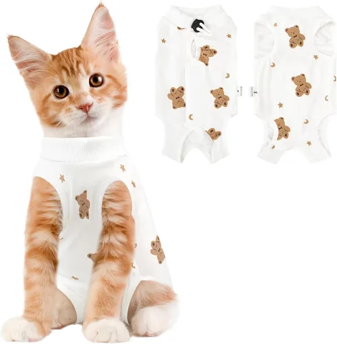 Miniatura 19 de Coppthinktu Traje de recuperación de gato para mujer, mameluco transpirable para después de la cirugía para heridas abdominales o enfermedades