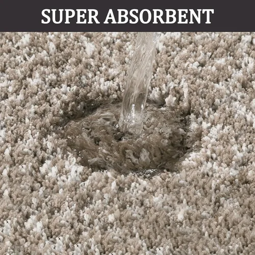 Miniatura 3 de Alfombra de baño beige extra larga de 59.1 x 23.6 pulgadas, alfombra de baño grande de microfibra lanuda antideslizante, absorbente, extra suave