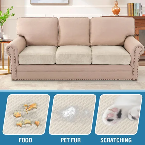 Miniatura 454 de H.VERSAILTEX Funda de cojín elástica de terciopelo para sofá, funda de cojín de felpa para silla, sofá biplaza o sofá, protector de muebles, cojín