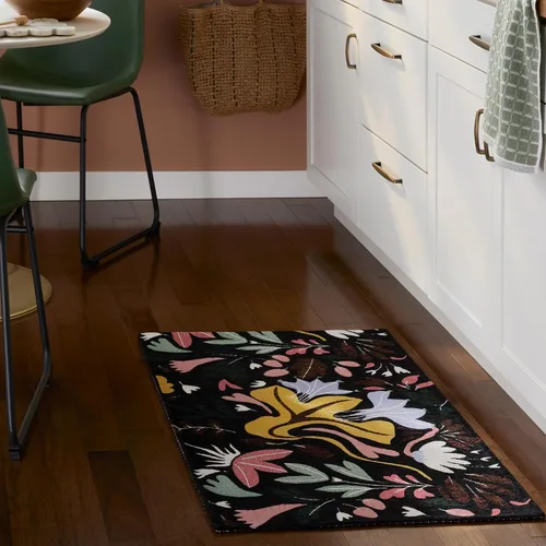 Miniatura 2 de TOWN & COUNTRY LUXE Livie Floral Drip Everwash Alfombra decorativa lavable multiusos para cocina, tapete de bajo perfil, dormitorio y dormitorio