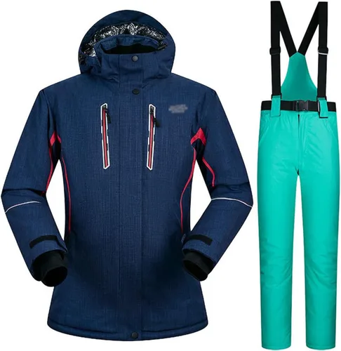Miniatura 29 de Conjunto de chaquetas y pantalones de esquí para mujer, invierno al aire libre, talla grande, trajes de esquí cálidos con capucha, trajes de nieve E