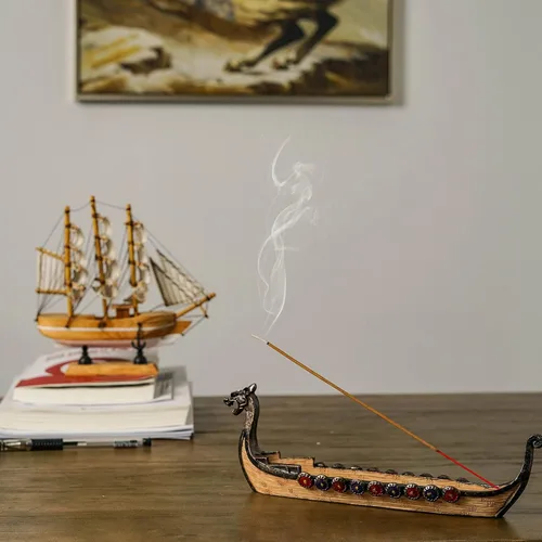 Miniatura 4 de Soporte retro de incienso de dragón, quemadores de incienso, dragón barco, incienso, tallado a mano, adornos de incensario, decoración de habitación