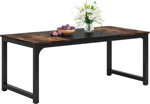 Miniatura 9 de LITTLE TREE Mesa de comedor rectangular de 78.7 pulgadas para 6 a 8 personas, color marrón