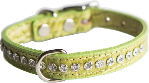 Miniatura 23 de Collar de perro de cuero y cristales de OmniPet Signature, cuero de grano de violeta africana de avestruz, se ajusta a un tamaño de cuello de 6"-8