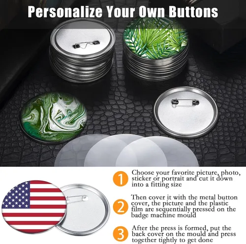 Miniatura 4 de 300 piezas de suministros para fabricación de botones en blanco, partes de insignias redondas, kit de insignias de pin metálico para máquina