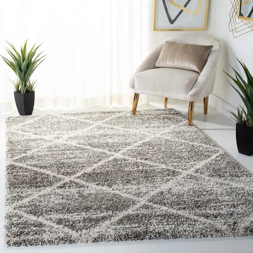 Miniatura 124 de SAFAVIEH - Alfombra de la colección Hudson Shag, diseño de enrejado moderno, no desprende pelusa y fácil de cuidar, 2 pulgadas de grosor, ideal