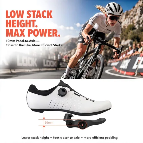 Miniatura 5 de WOWSPORT Look Keo Pedales de bicicleta de carretera, pedales ligeros sin clip con rodamientos sellados y cuerpo de nailon/carbono Husillo de 9/16