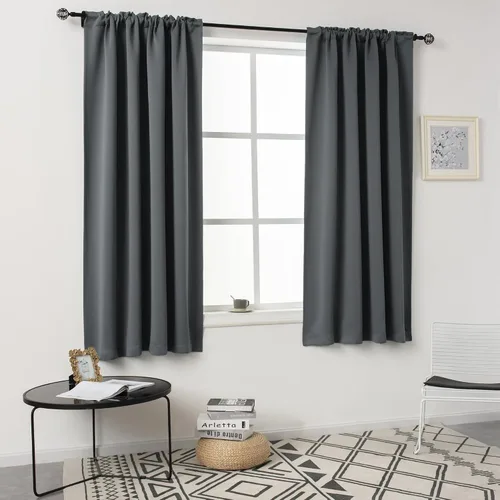 Miniatura 51 de DUALIFE Cortinas opacas de 45 pulgadas de largo, 2 paneles para ventanas pequeñas de dormitorio, aislamiento térmico, bolsillo para barra, cortinas