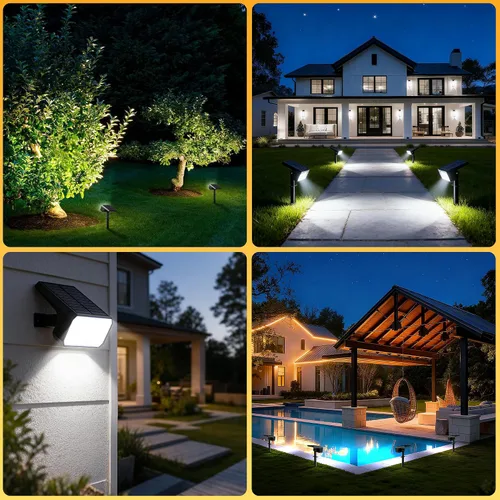 Miniatura 7 de Focos solares para exteriores, [4 unidades/118 LED] 4 modos de encendido y apagado automático, focos solares de paisaje, IP67 impermeables, luces