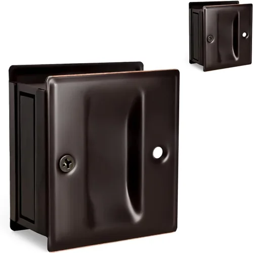 Miniatura 10 de HOMOTEK Paquete de 2 tiradores de privacidad para puerta, sin placa de interruptor, reemplaza los tiradores de paso viejos o dañados, 2-3/4 x 2-1/2