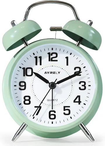 Miniatura 13 de AYRELY Reloj despertador súper ruidoso para adultos que duermen pesadamente, doble campana, retro, de 4 pulgadas, silencioso, sin tictac, cuarzo