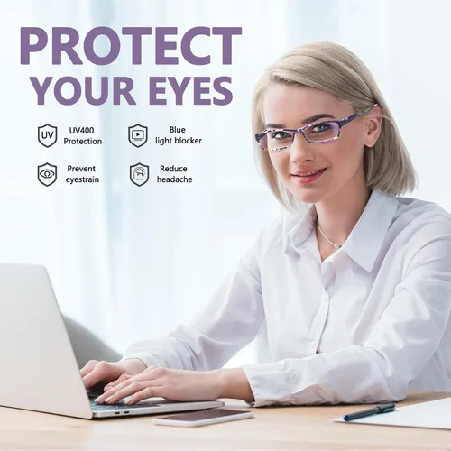 Miniatura 7 de Lentes de lectura para mujer, con bloqueo de luz azul, para lectura de computadora, patrón impreso, elegantes anteojos