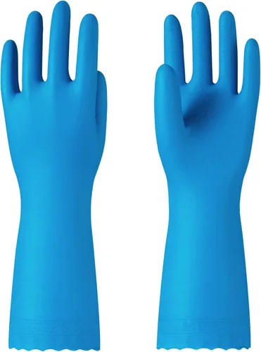 Miniatura 10 de PACIFIC PPE 2 pares de guantes de limpieza reutilizables para lavavajillas, hogar, cocina, forro de algodón, azul, talla S