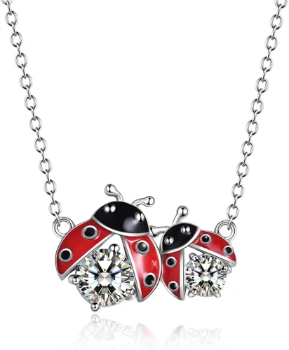 POPLYKE Collar de rana, zorro, mariquitamariposa, joyería para mujer, plata de ley, regalos para el día de la madre, para mamá, hija, esposa (collar