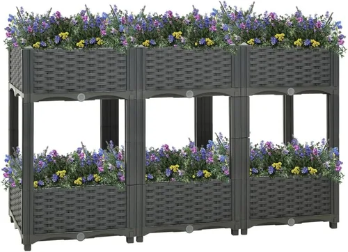 Miniatura 9 de Cama elevada, cama de jardín, maceta rectangular, jardinera de jardín, camas de jardín elevadas al aire libre, maceta de jardín de hierbas al aire
