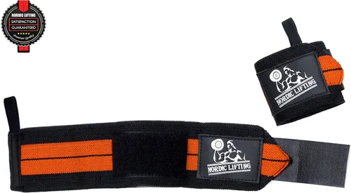 Miniatura 7 de Nordic Lifting Muñequeras (2 pares/4 envolturas) de 14 pulgadas para levantamiento de pesas Entrenamiento cruzado Levantamiento de potencia