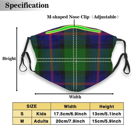 Miniatura 2 de Clan Sutherland Scottish Tartan Plaid Mascarilla reutilizable con filtro reemplazable activado polvo máscara