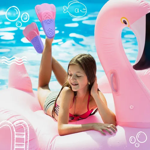 Miniatura 6 de Aletas de natación para niños, aletas cortas de natación para niños, aletas de entrenamiento de natación para regazo, piscina, esnórquel para niños
