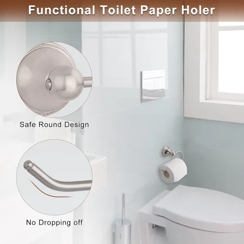Miniatura 2 de FILTA Juego de accesorios de baño de níquel cepillado, juego de 4 toallas con toallero de 18 o 24 pulgadas Cromo pulido