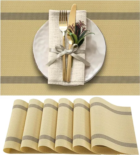 Miniatura 9 de More Décor Manteles Individuales para Mesa de Comedor, Lavables Resistentes al Calor de Vinilo PVC para Comedor y Cocina, Antideslizantes - Juego