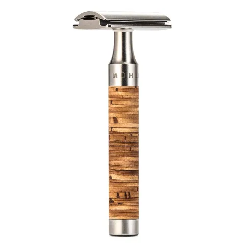 MÜHLE Rocca - Maquinilla de afeitar de acero inoxidable para corteza de abedul