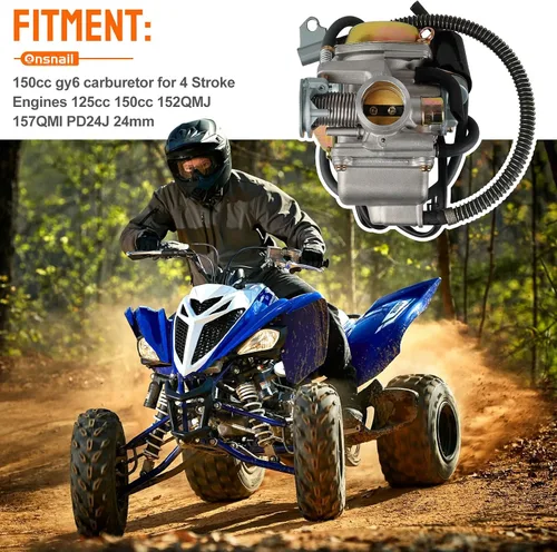 Miniatura 4 de Carburador Onsnail PD24J de 150cc para motores de 4 tiempos 125cc 150cc 152QMJ 157QMI de 24 mm para motocicleta, scooter, ATV, Go Kart con colector