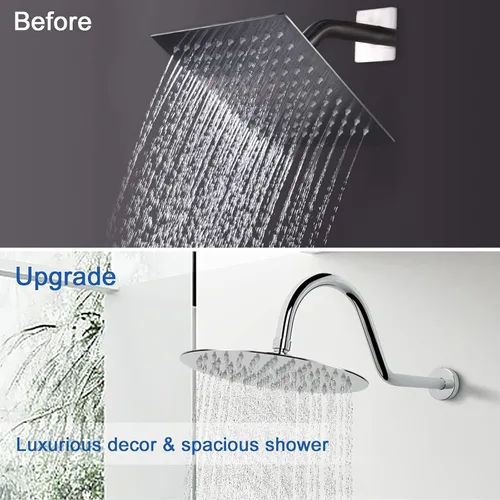 Miniatura 8 de NearMoon Brazo de Extensión de Ducha con Brida – Tubo Extensor de Ducha Largo de Cuello de Cisne de Arco Alto en Forma de S, Perfecto para Cabezal