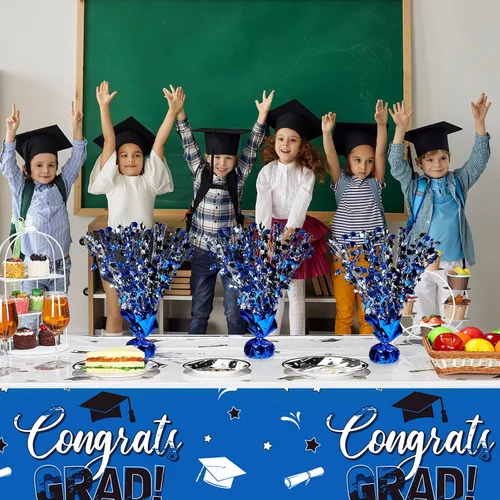 Miniatura 7 de Funrous Centro de mesa de graduación 2026 de 3 piezas, decoraciones de fiesta de clase de 2026, centros de mesa metálicos con purpurina para Negro