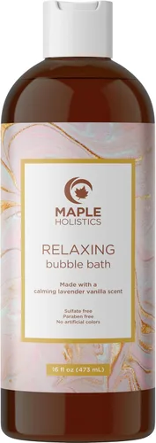 Lujoso baño de burbujas de lavanda para mujer, sin sulfatos, lavanda y vainilla, burbujas de baño relajante para mujeres, espuma de baño relajante