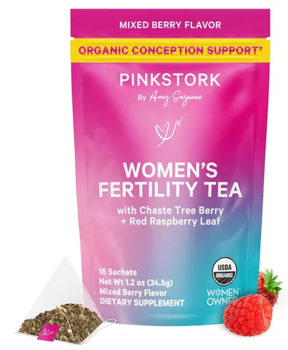 Miniatura 10 de Pink Stork - Té de fertilidad para la concepción y el equilibrio hormonal con menta orgánica, Vitex y hoja de frambuesa roja, sin cafeína, menta